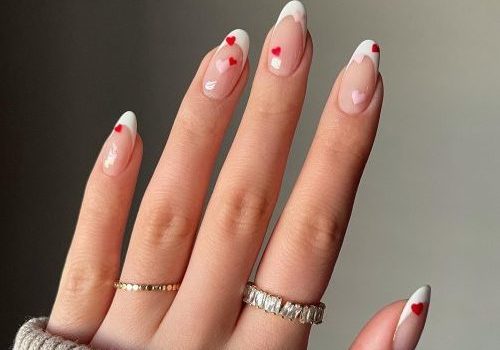 uñas corazones san valentin manicura francesa